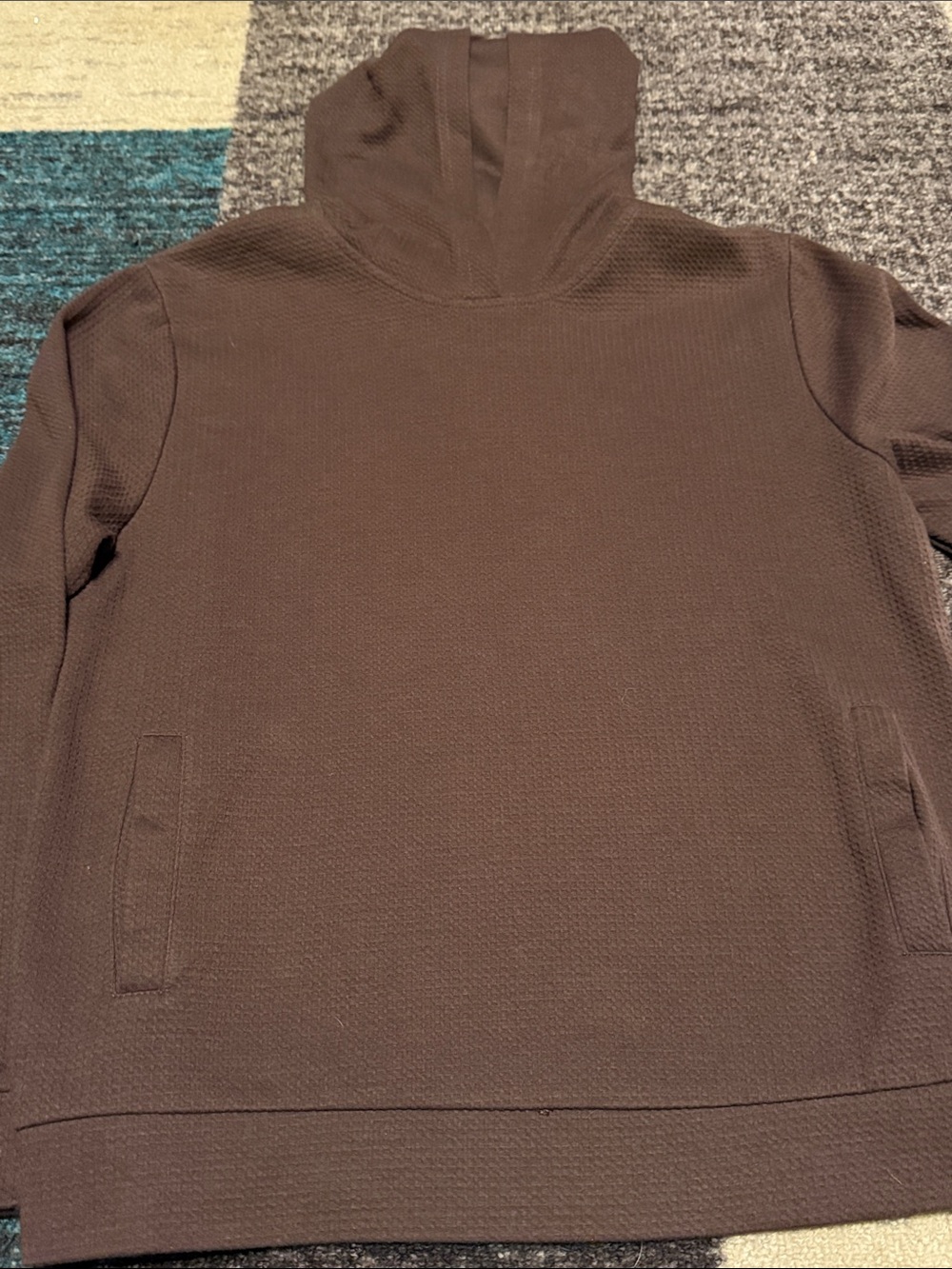 Frye Brown Waffle Shirt with Hood and pockets